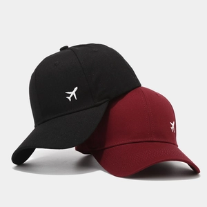 Lot de casquettes de baseball classiques en coton noir et bordeaux avec broderie avion