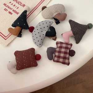 Handmade mushroom fabric hair clips for girls with cute polka dots and plaid patterns