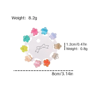 10-piece set of mini flower hair claws in colorful translucent candy jelly colors