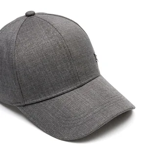 Dark grey men baseball cap with textured fabric and widened brim for face shaping