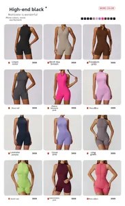 Grid view showing twelve available colors of high-stretch athletic yoga jumpsuits