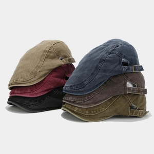 Coppola In Cotone Lavato Retro Per Uomo Donna Vintage Distressed Ivy Cap Con Fibbia In Metallo Regolabile