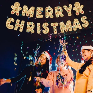 Χριστουγεννιάτικη γιρλάντα Merry Christmas με μπισκότα τζίντζερ και γιορτινή παρέα