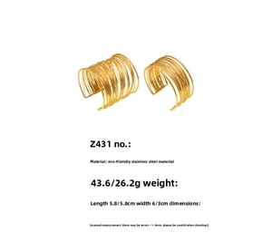Detail specifications of layered gold stainless steel cuff bracelets in 3cm and 6cm widths