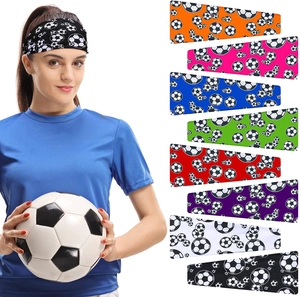 Sports Headband Football Soccer Pattern Print Elastic Sweat Wicking Yoga Running Fitness Hair Band For Women Men Kids