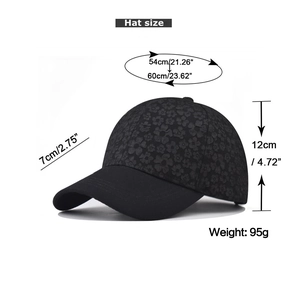 Tabella taglie dettagliata per cappellino da baseball in pizzo nero con misure specifiche