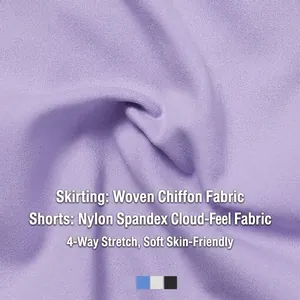 Jupe de tennis plissée lavande pour femme avec short intérieur extensible et respirant