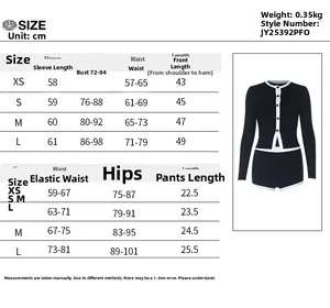 Guida dettagliata alle taglie per set cardigan a maniche lunghe e pantaloncini in cm