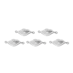 Set of five silver stainless steel leaf charms for DIY jewelry making accessories