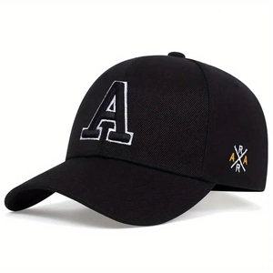 Letter A Embroidered Baseball Cap Cotton Adjustable Casual Outdoor Sun Protection Sports Hat For Women Men