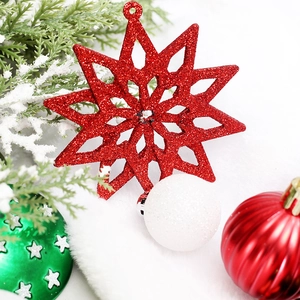 58pcs Christmas ornaments set including red glitter stars and festive hanging tree balls