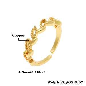 Detailed view of 18K gold plated copper leaf ring showing 4.5mm width and 2g weight