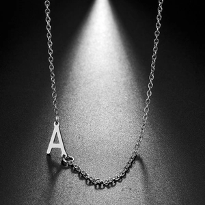 Minimalist Stainless Steel 26 Alphabet Initial Letter Pendant Necklace For Men Women Simple A-Z Name Fashion Jewelry Gift