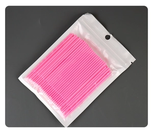 Micro bastoncini di cotone rosa per extension ciglia e trucco di precisione in busta