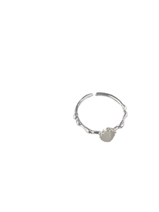 Minimalist 925 sterling silver open ring featuring a translucent moonstone and lava texture
