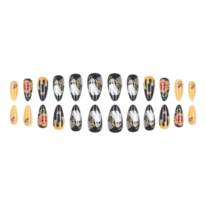 Faux ongles d'Halloween avec ailes de fantôme blanc et motifs de tournesol citrouille