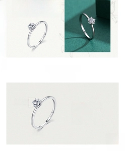 Detailed close-up of 925 sterling silver star ring with S925 hallmark and cubic zirconia