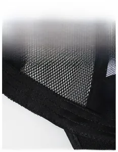 Detail of widened sweatband and breathable black mesh material on summer sports cap