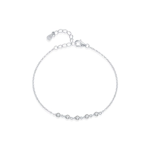 Elegante bracciale in argento sterling S925 con cinque scintillanti zirconi tondi