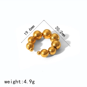 Boucles d'oreilles créoles perlées en acier inoxydable plaqué or 18 carats pour femme