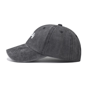 Vintage gewaschene schwarze Baumwoll-Baseballkappe mit Lucky-Stickerei für Herren
