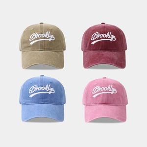 Brooklyn Letter Embroidery Washed Cotton Baseball Cap Vintage Casual Adjustable Sun Hat Outdoor For Men Women