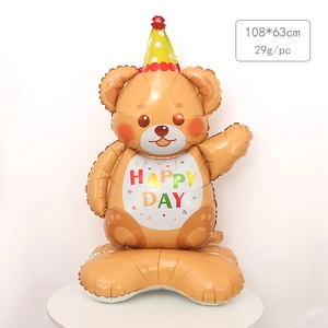 Large 108x63cm standing brown teddy bear foil balloon for children's birthday decoration