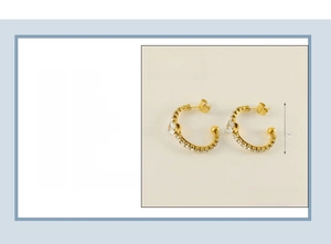 Detail specifications of 18K gold plated stainless steel 24mm hoop earrings with cubic zirconia
