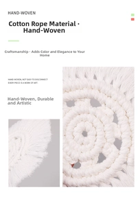 Detailed macro view of handmade macrame cotton coaster with elegant white fringe texture