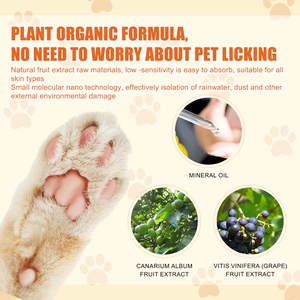 Organic pet paw balm showing natural ingredients like mineral oil and grape extract