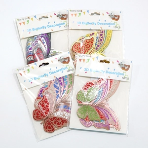 Set of 48 pieces 3D hollow glitter butterfly wall stickers for party and wedding decor