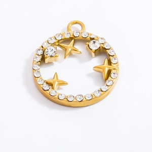 18K gold plated evil eye star pendant with white zircon for DIY jewelry making