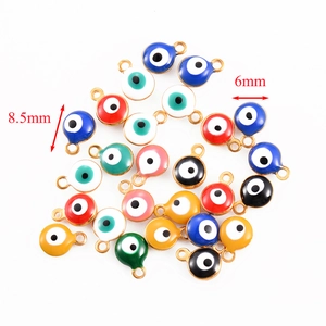 6mm colorful double-sided evil eye charms in stainless steel for DIY jewelry making
