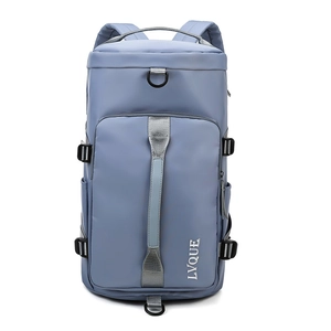 Graublauer vielseitiger Sportrucksack mit großer Kapazität, Tragegurten und LVQUE Logo
