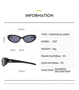 Detailed size specifications of Y2K cycling sports sunglasses with 151mm frame width