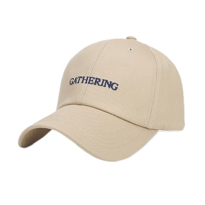 Casquette de baseball en coton kaki avec broderie GATHERING bleue et une visière courbée