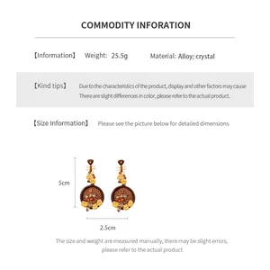 Size chart for vintage flower and bee earrings with 5cm height and alloy crystal specs
