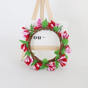 Valentine Berry Candle Ring Wreath Pink Red Pip Berries Satin Leaves For Table Napkin Holder Wedding Home Decor Rustic