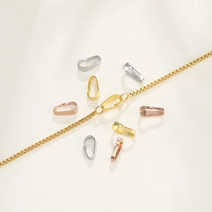 925 silver pendant clasps in gold, silver and rose gold shown with a gold box chain