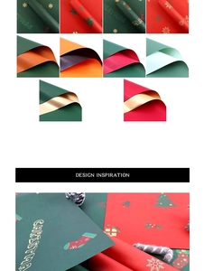 Détail du papier cadeau de Noël imperméable avec motifs festifs de flocons et sapins