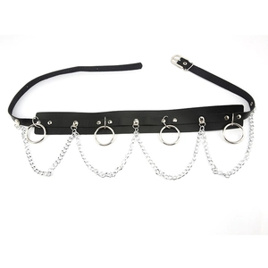 Punk Gothic Breiter Korsett Gürtel Für Damen PU Leder Mit Metallketten Und Ringen Harajuku Dark Style Taille Dekoration