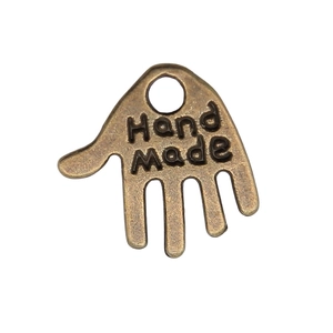 Handmade bronze hand-shaped metal charm pendant for DIY jewelry making crafts