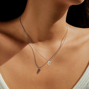Elegant S925 sterling silver necklace with a brilliant oval D color moissanite pendant