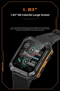 Detail view of the 1.83-inch HD touch screen on this rugged outdoor sports smartwatch