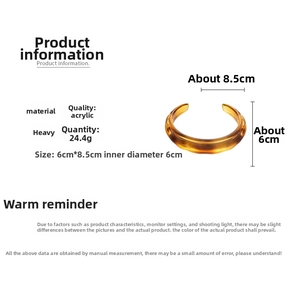 Detail specifications of amber acrylic irregular open cuff bracelet weighing 24.4g