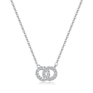 Elegant s925 silver necklace featuring interlocking circles with sparkling clear gemstones