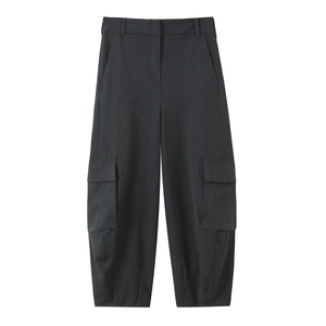 Pantaloni Cargo Donna Poliestere Vita Alta Tasche Multiple Casual Streetwear Hip Hop Pantaloni Conici