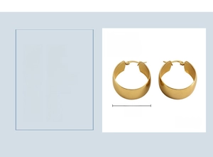 Détails de boucles d'oreilles créoles dorées 18 carats de 30 mm de diamètre et 15 mm d'épaisseur