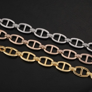 Classic 18k gold plated stainless steel pig nose anchor link bracelets in three colors