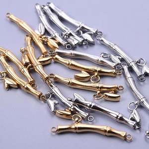 Bamboo style 304 stainless steel connectors for DIY jewelry making in gold and silver